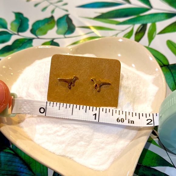 New Dainty Gold Dinosaur Earrings - Picture 3 of 3
